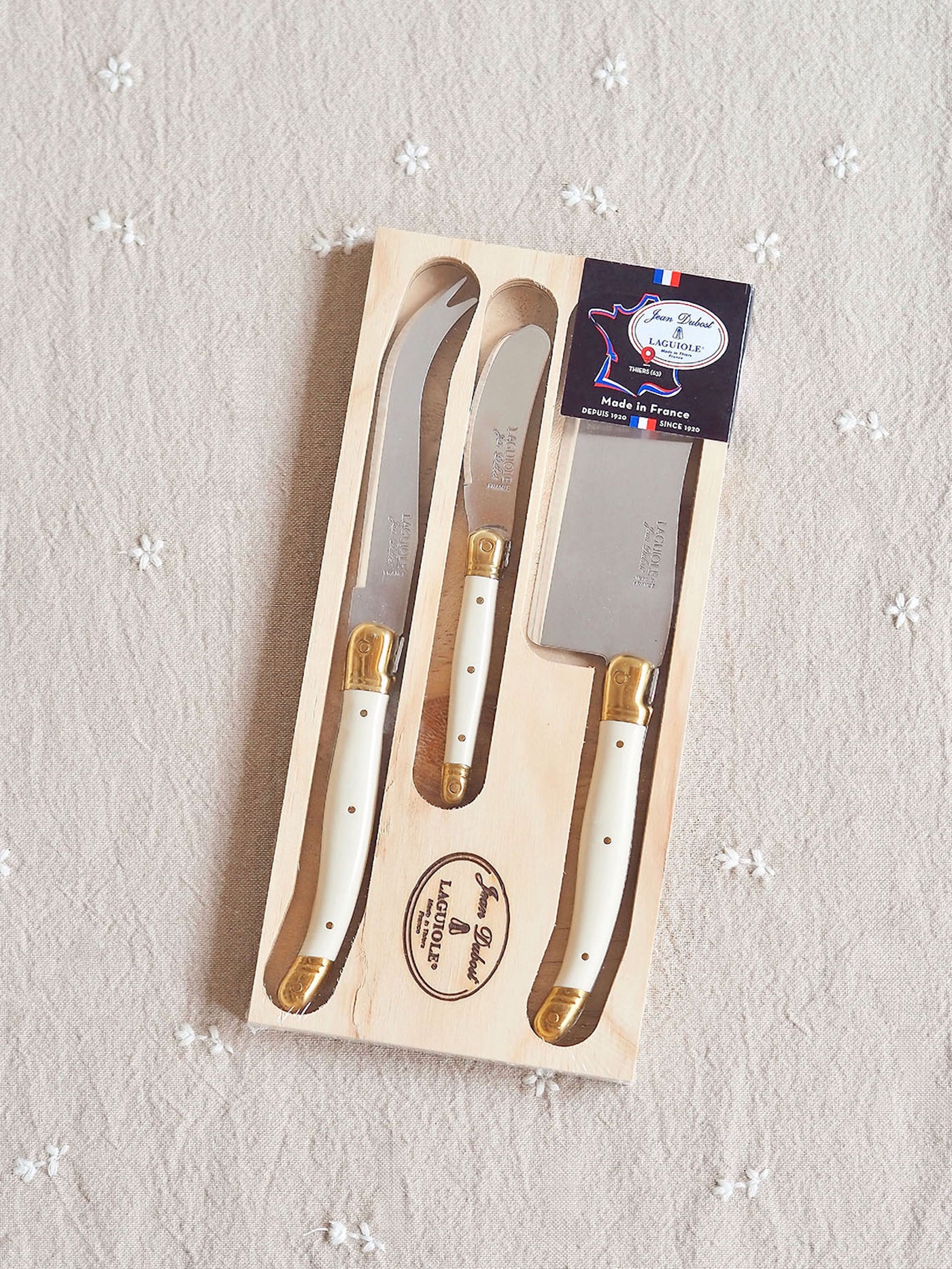 Laguiole Gold & Ivory Cheese Set - The Cross Decor & Design