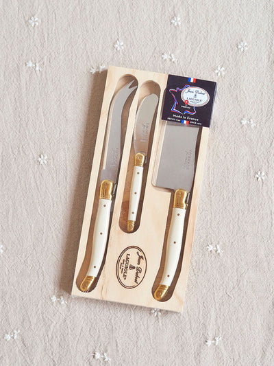Laguiole Gold & Ivory Cheese Set - The Cross Decor & Design