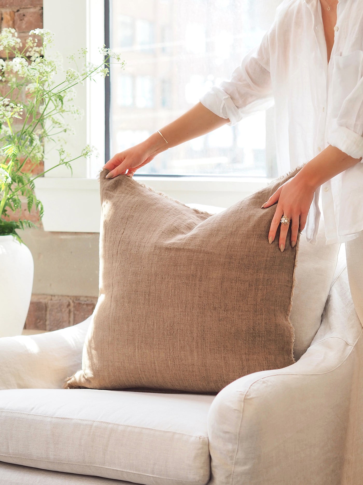 Lina Hazelnut Pillow | 24x24 - The Cross Decor & Design