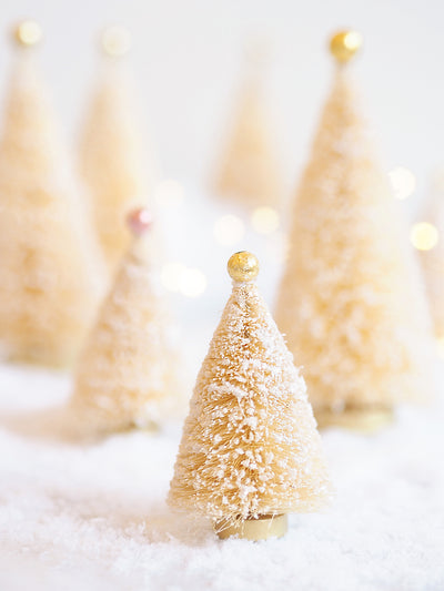 Gold Jewel Bottle Brush Tree 4" - The Cross Decor & Design