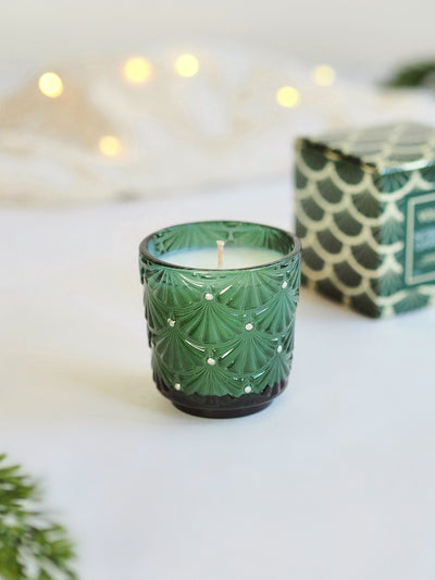 Noble Fir Garland Boxed Pedestal Candle - The Cross Decor & Design