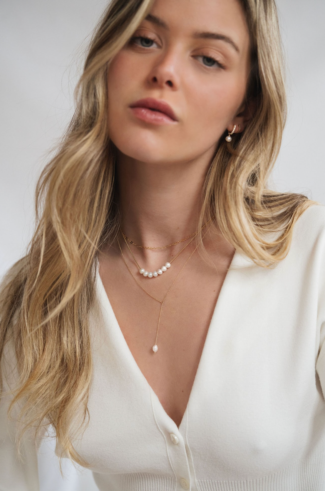 Sofia Perla Lariat Necklace | 14K Gold - The Cross Decor & Design