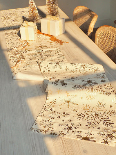 Gold Foil Snowflake Table Runner