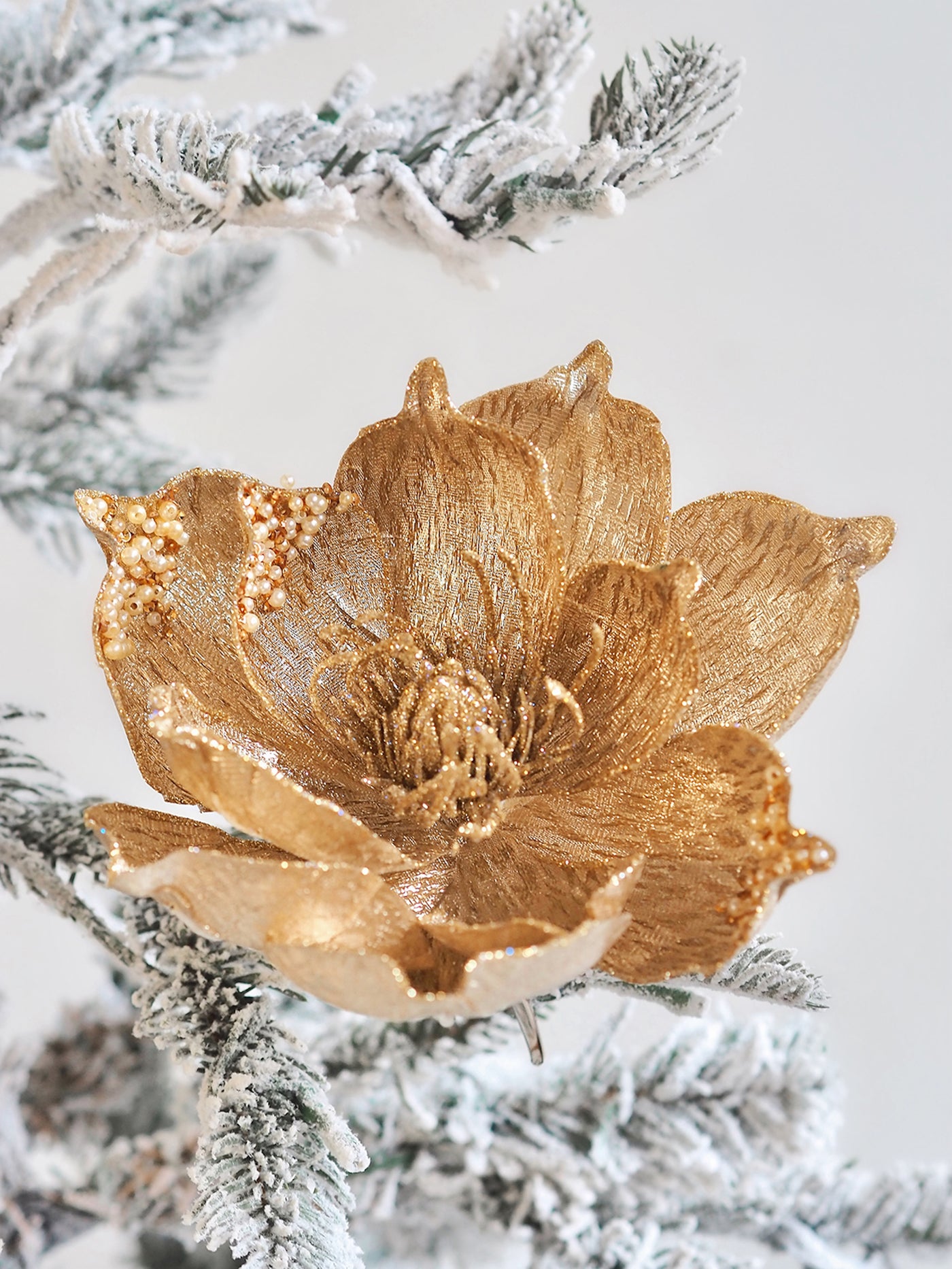 Gold Magnolia Clip-On Ornament - The Cross Decor & Design