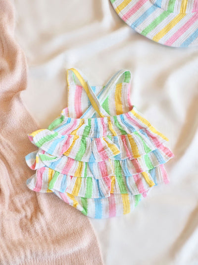 Ric Rac Stripe Ruffle Sunsuit - The Cross Decor & Design