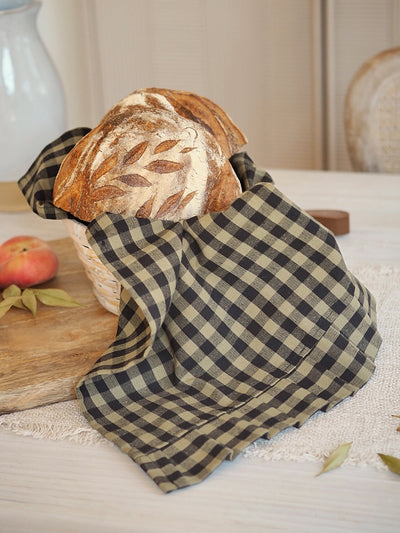 Ruffle Olive Green Gingham Tea Towel