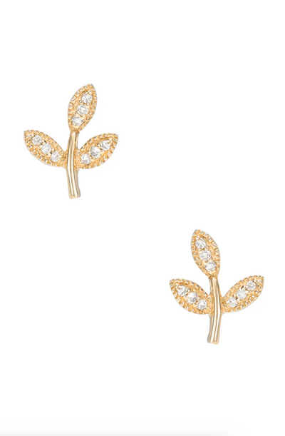 Petite Leaf Post Earrings | 14K Gold - The Cross Decor & Design