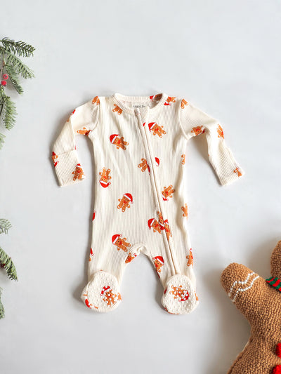Gingerbread Zipper Footie