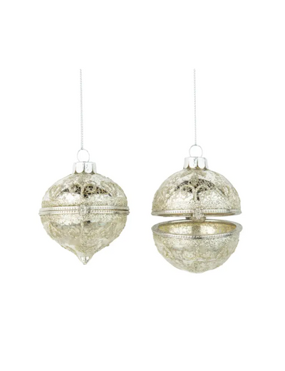 Ornate Droplet Silver Keepsake Ornament