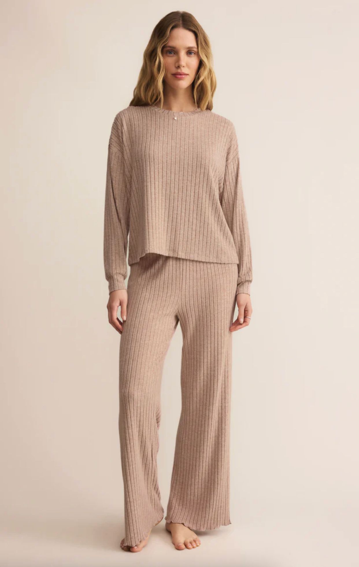 Dusty Rose Ribbed Pant