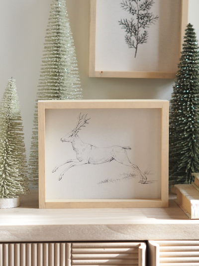 Reindeer Sketch Framed Print 8.5x7