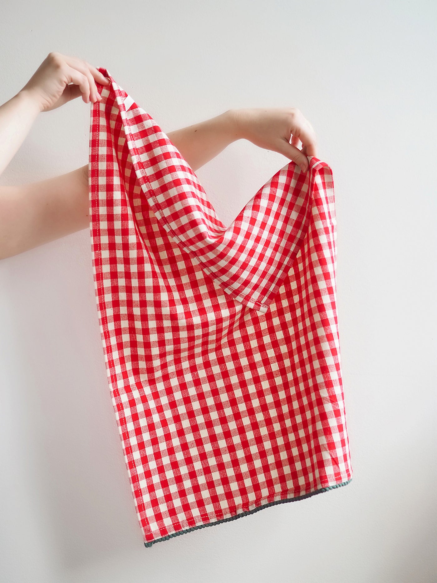 Festive Red Gingham Tea Towel