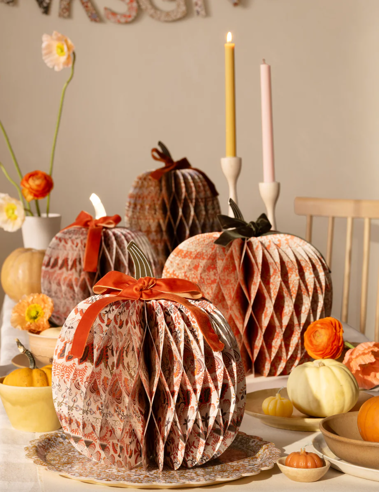 Liberty Paper Pumpkins Set - The Cross Decor & Design