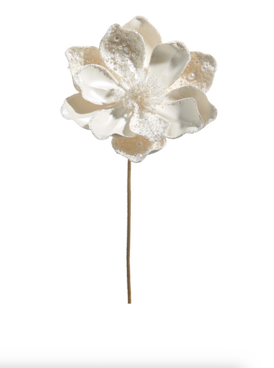 White Pearl Beaded Magnolia Pick - The Cross Decor & Design