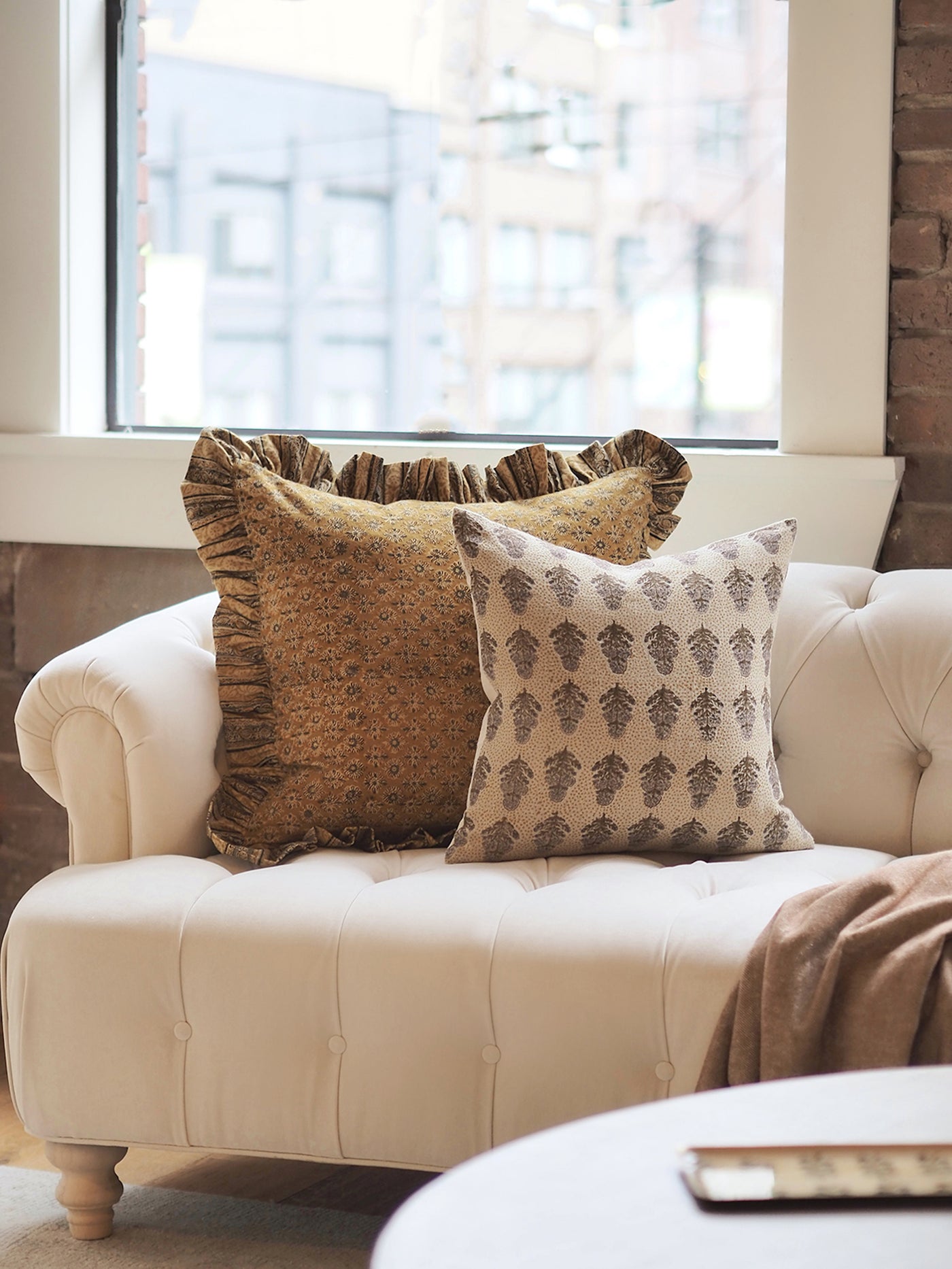 Anika Positano Ruffle Pillow | 22x22 - The Cross Decor & Design