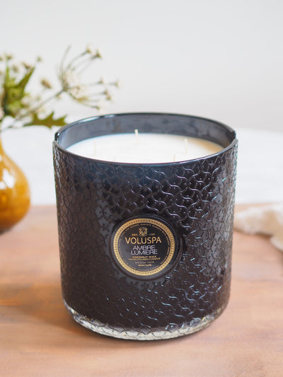 Ambre Lumiere 5 Wick Hearth Candle - The Cross Decor & Design