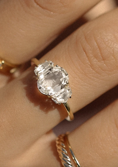 Epaulette White Topaz Ring - The Cross Decor & Design