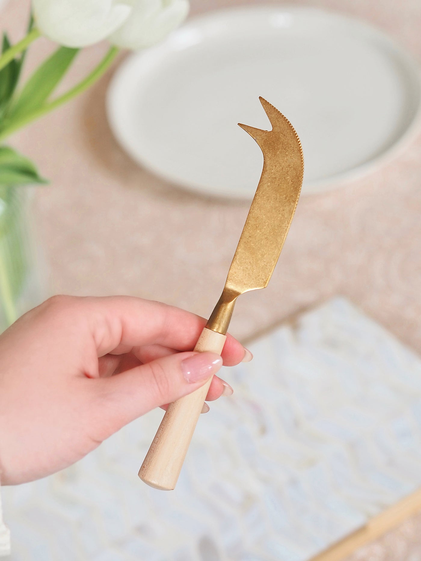 Maple Wood Gold Cheese Knives - The Cross Decor & Design