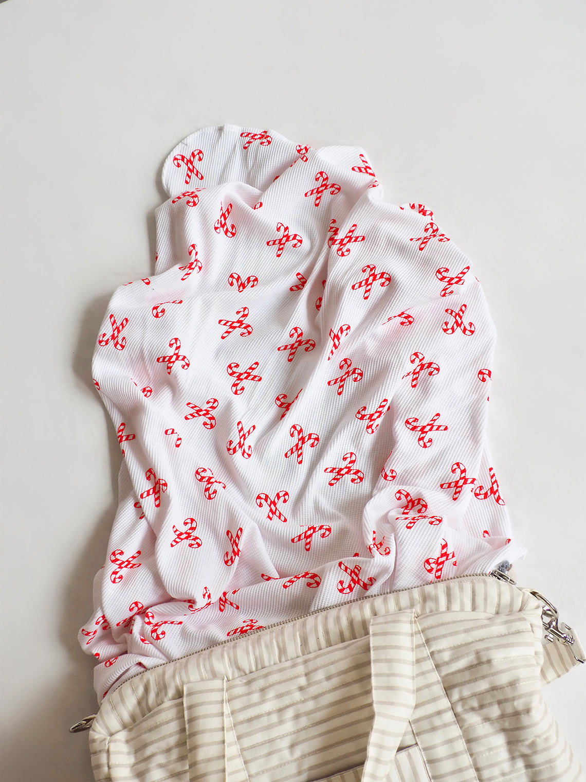 Red Candy Cane Bows Swaddle Blanket