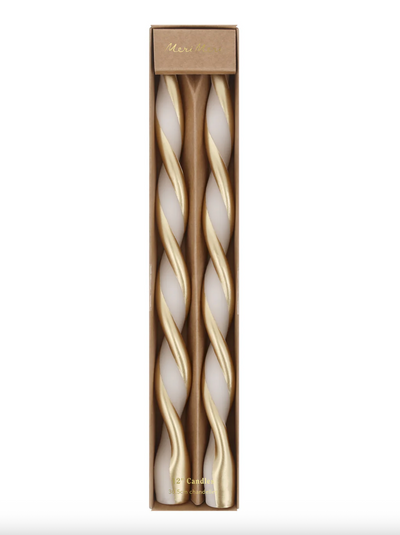 Gold Stripe Twist Candles