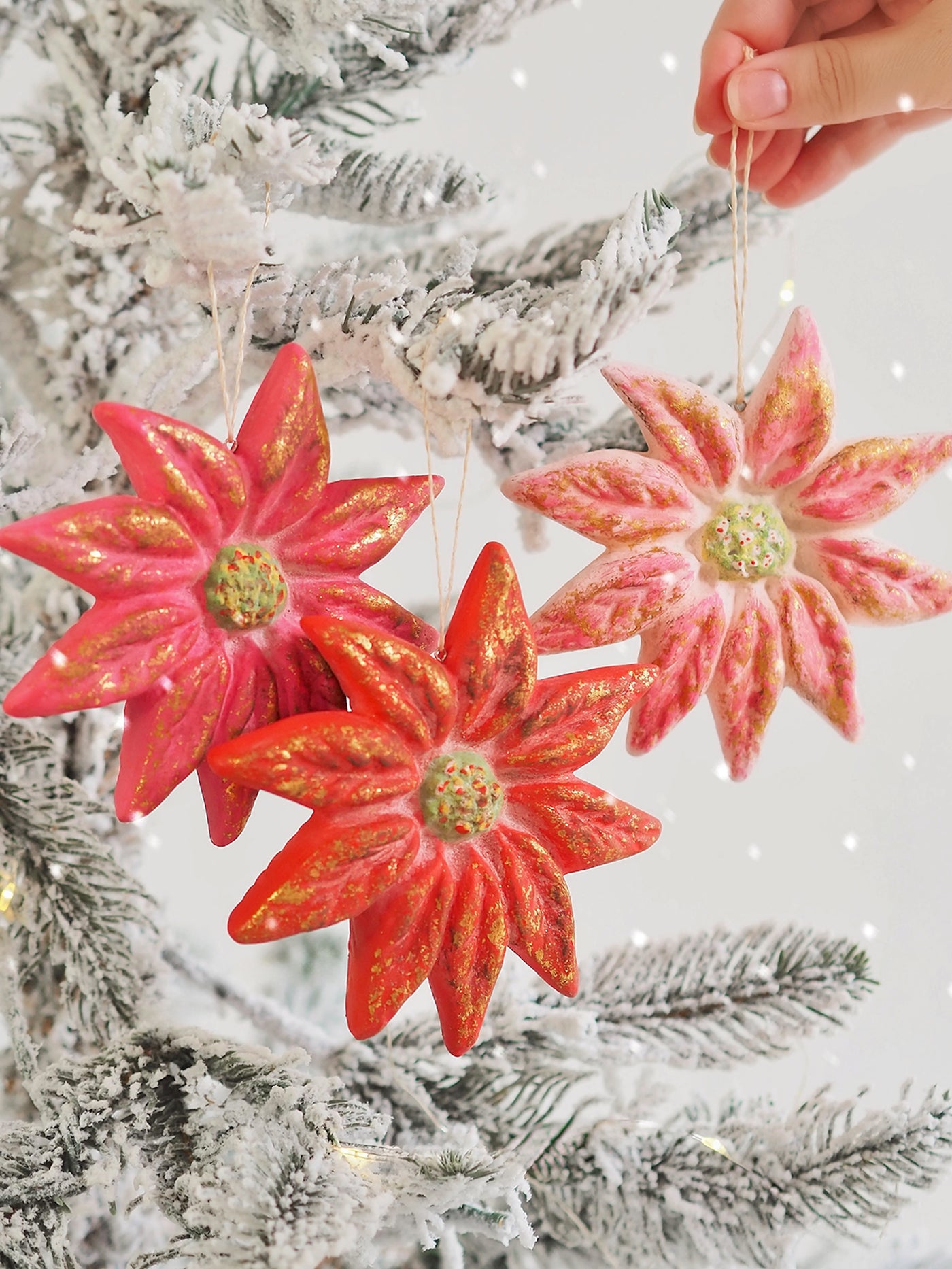 Vintage Poinsettia Ornaments - The Cross Decor & Design