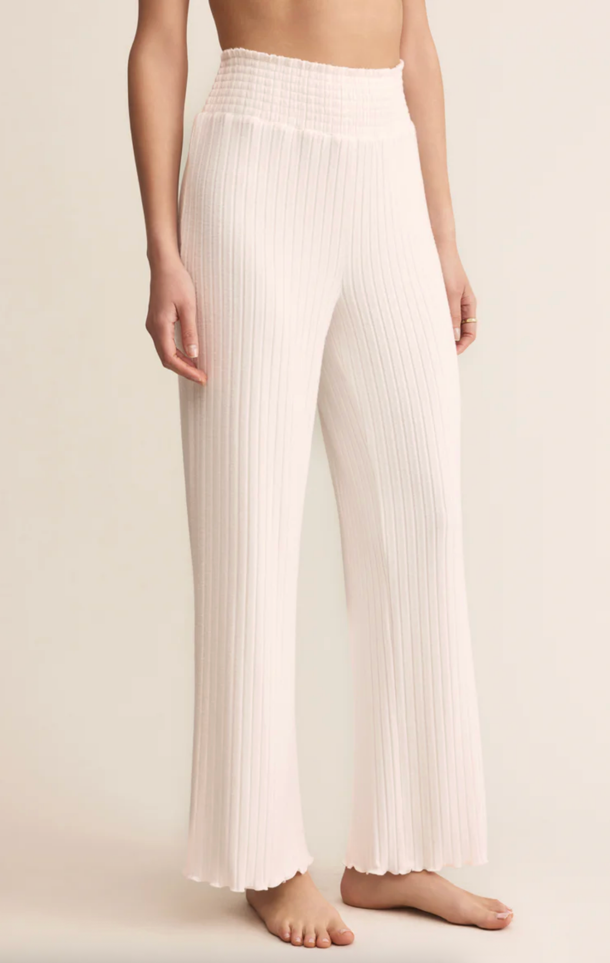 Cream Ribbed Pant