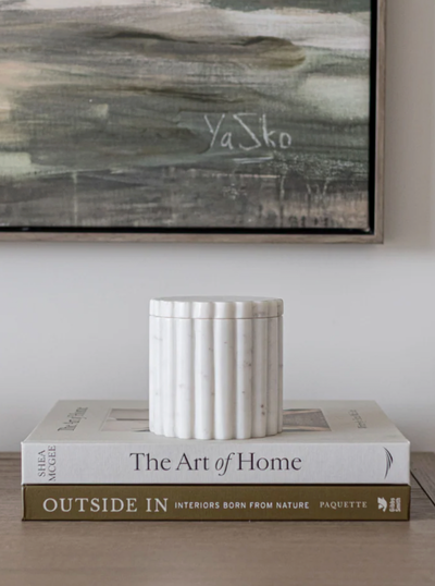 White Marble Fluted Jar