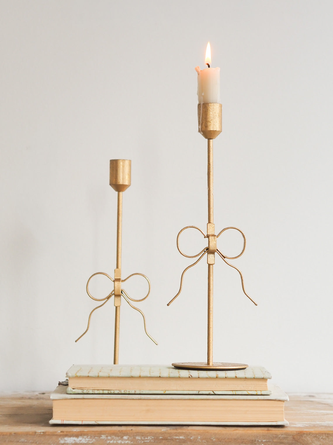 Gold Bow Taper Holder - The Cross Decor & Design