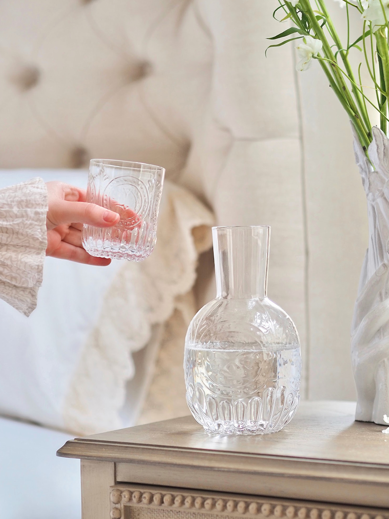Julie Embossed Bedside Carafe - The Cross Decor & Design
