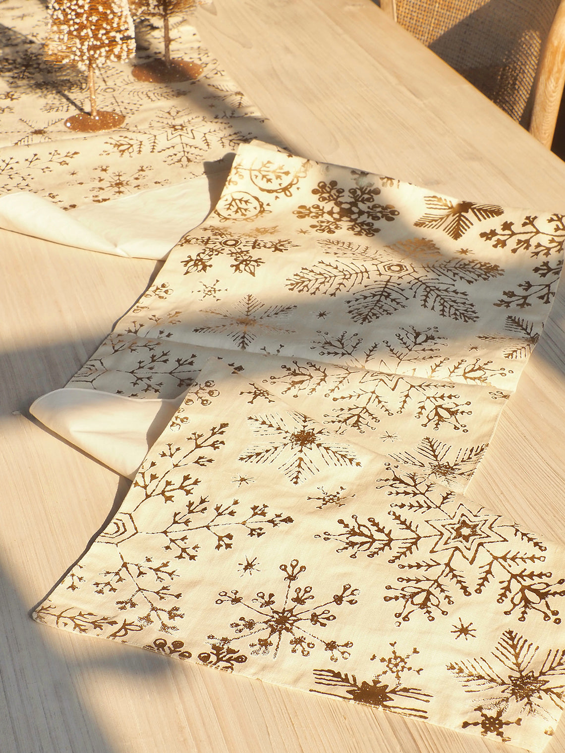 Gold Foil Snowflake Table Runner