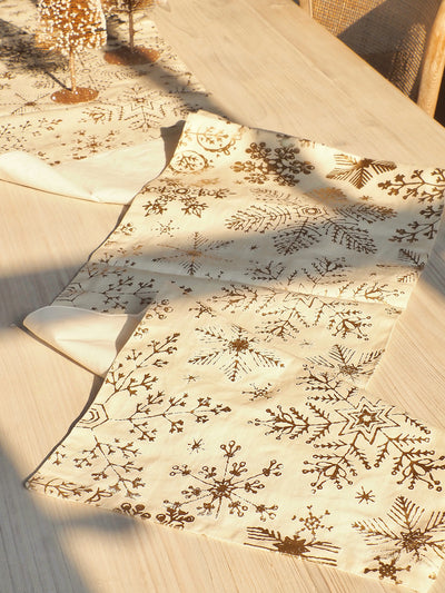 Gold Foil Snowflake Table Runner