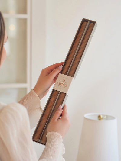 Rope Twist Miel Taper Candle Set | 18" - The Cross Decor & Design