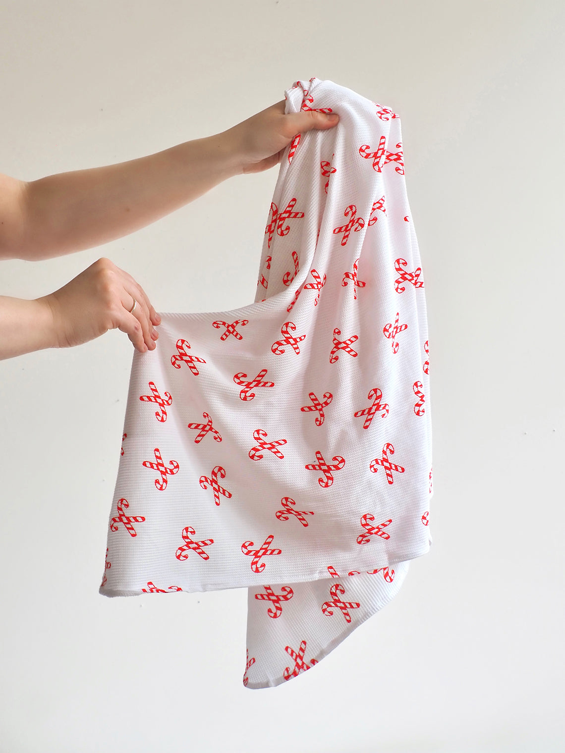 Red Candy Cane Bows Swaddle Blanket