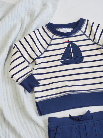 Sailboat Stripe Sweatshirt w/ Short - The Cross Decor & Design