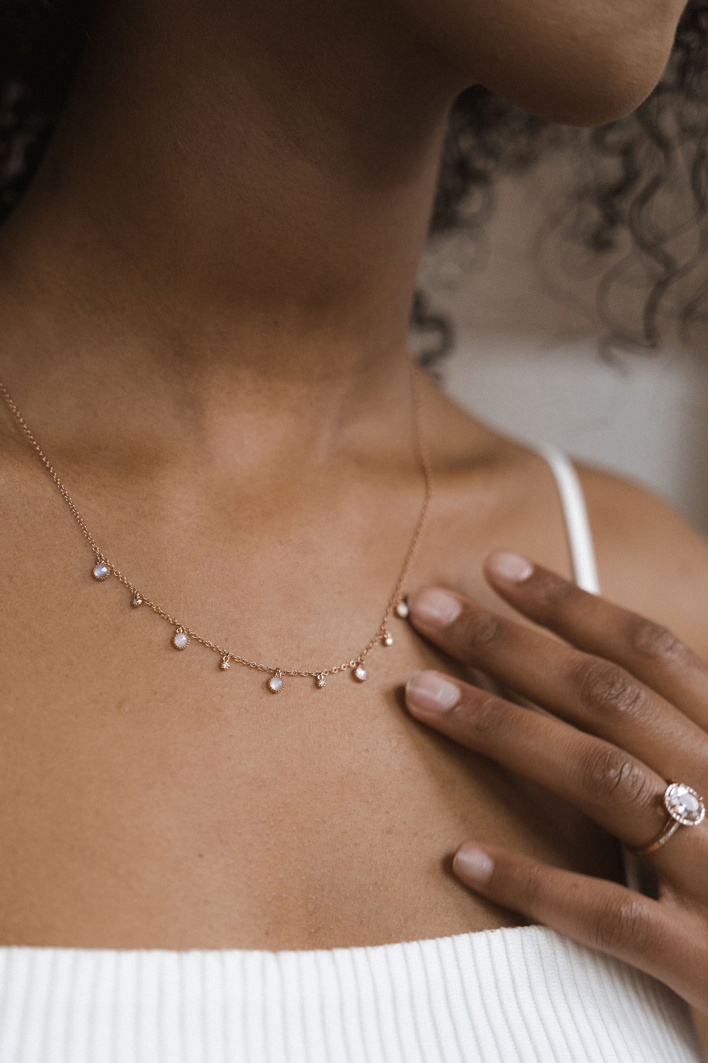 Suki Moonstone Necklace | 14K Rose Gold - The Cross Decor & Design