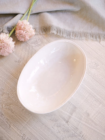 Milla White Oval Serving Bowl - The Cross Decor & Design