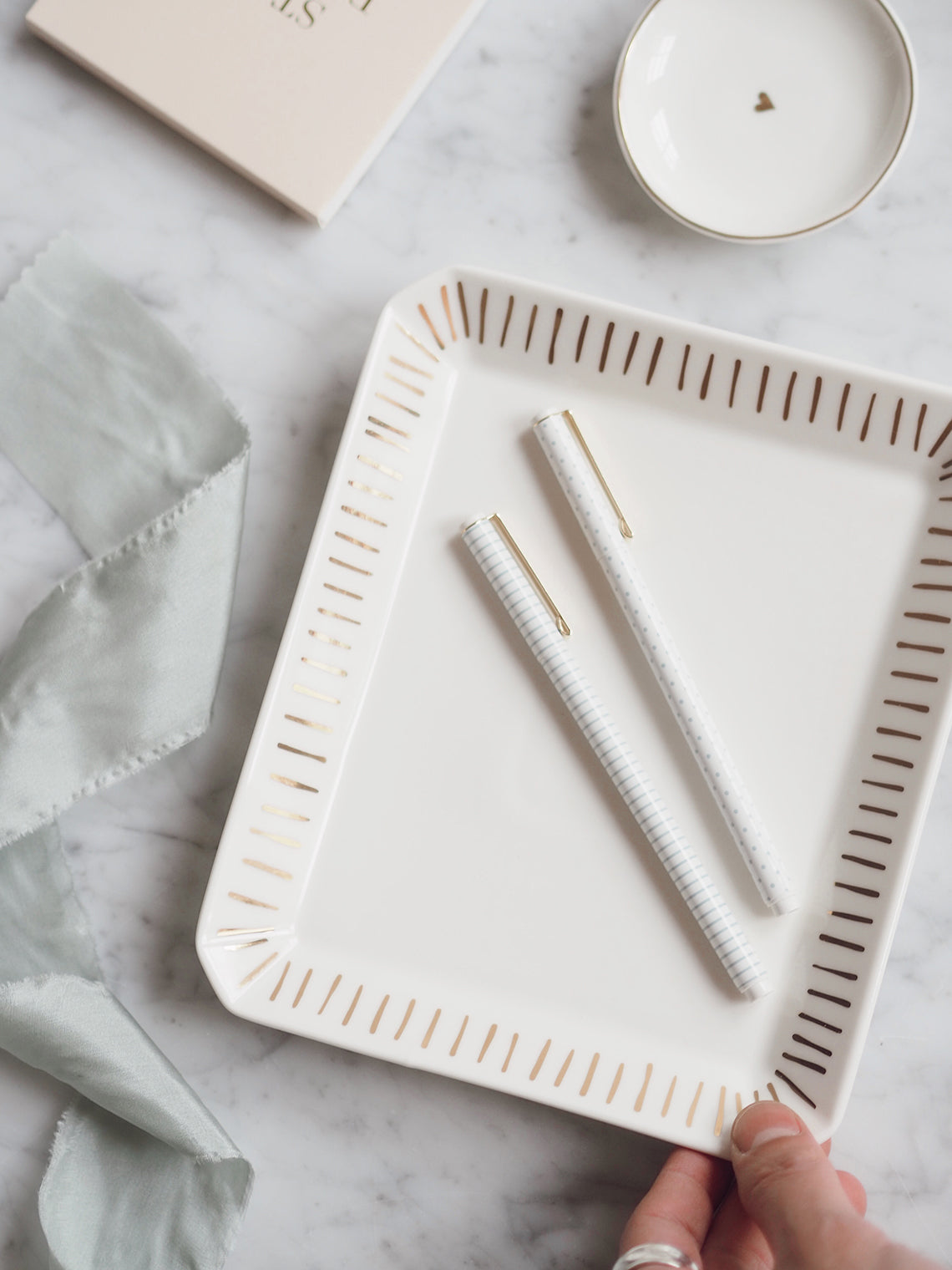 Ticking Stripe Trinket Tray | Large - The Cross Decor & Design