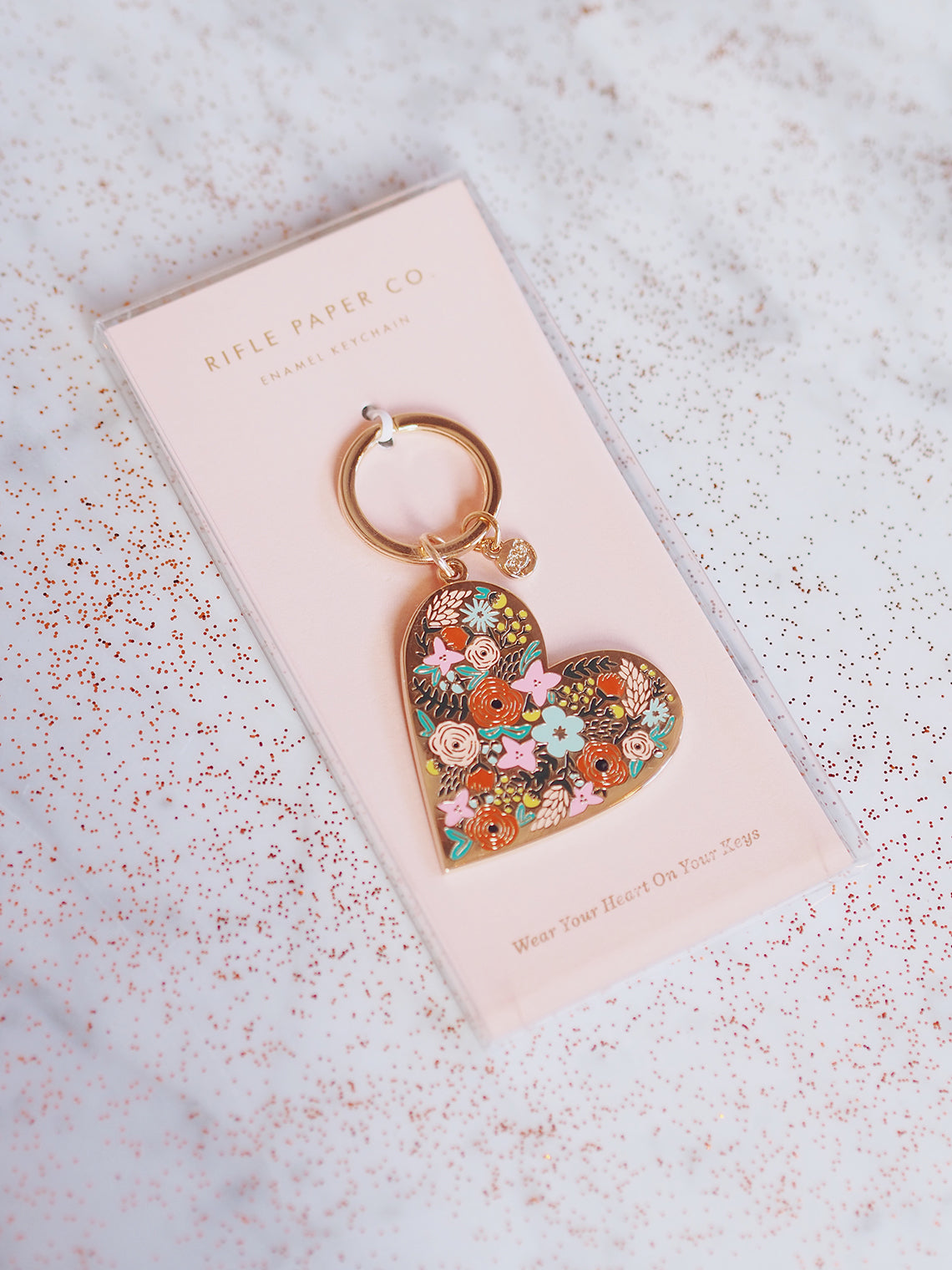Floral Heart Enamel Keychain - The Cross Decor & Design