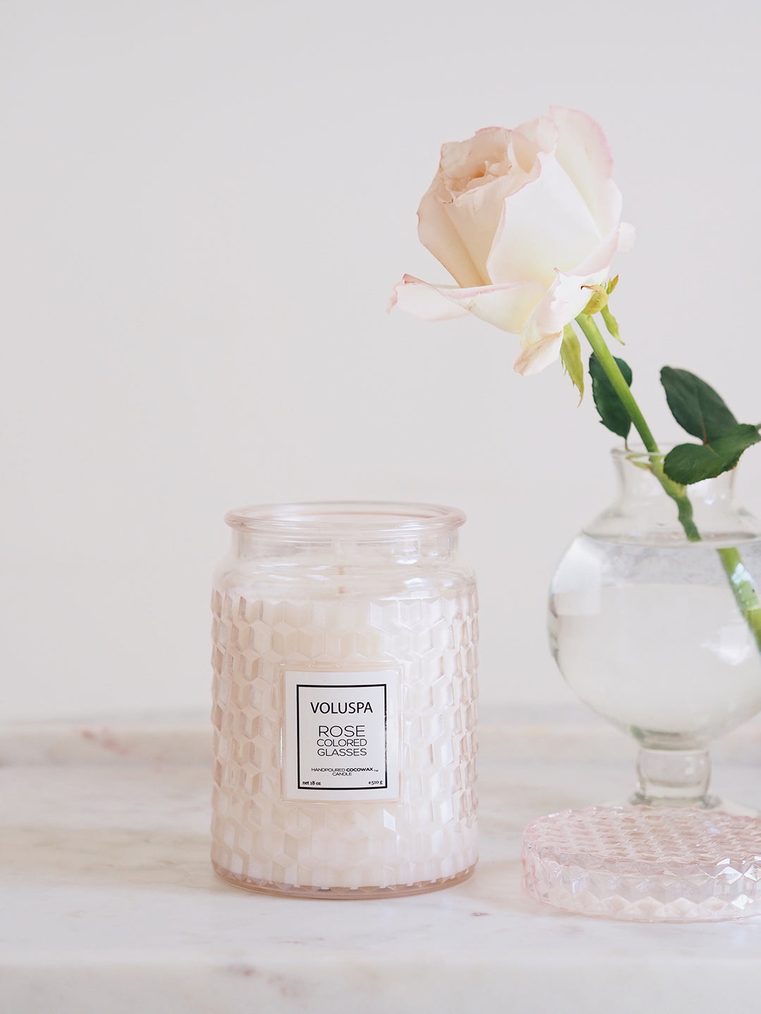 Rose Coloured Glass Jar Candle | Large - The Cross Decor & Design